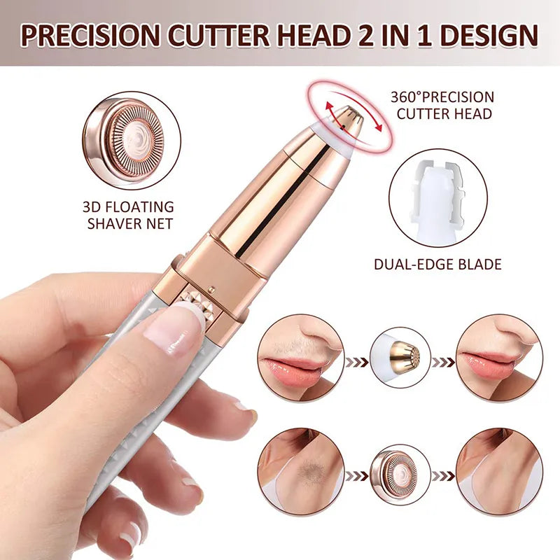 Portable Precision Electric Eyebrow Trimmer with Built-in LED Light