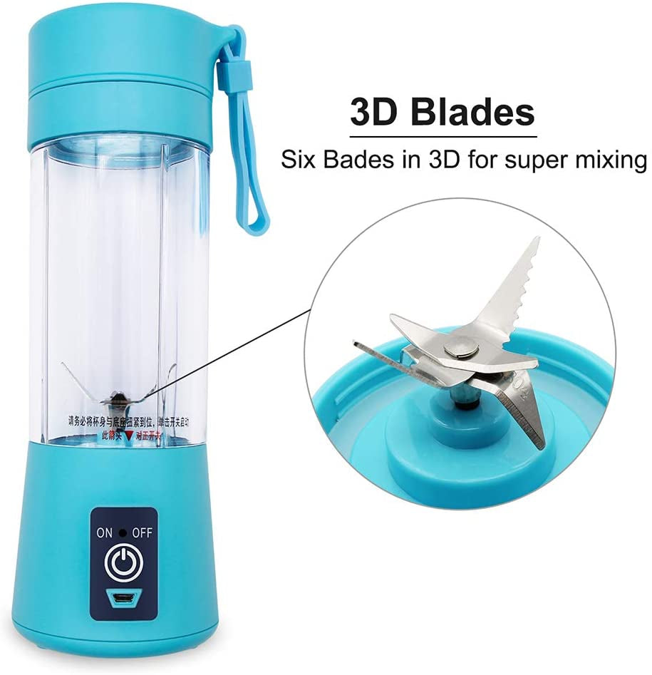 Portable 6-Blade USB Rechargeable Juicer Blender for Smoothies Shakes Baby Food